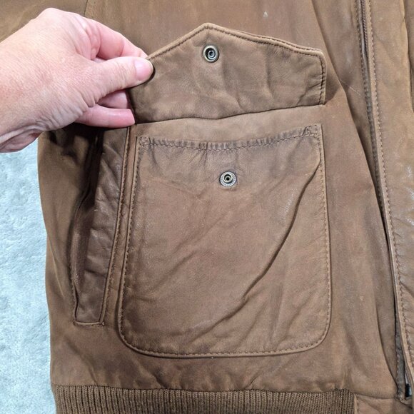Vtg G-III Global Identity Jacket Mens L Brown Leather Bomber Aviator Map Lined - Picture 9 of 16
